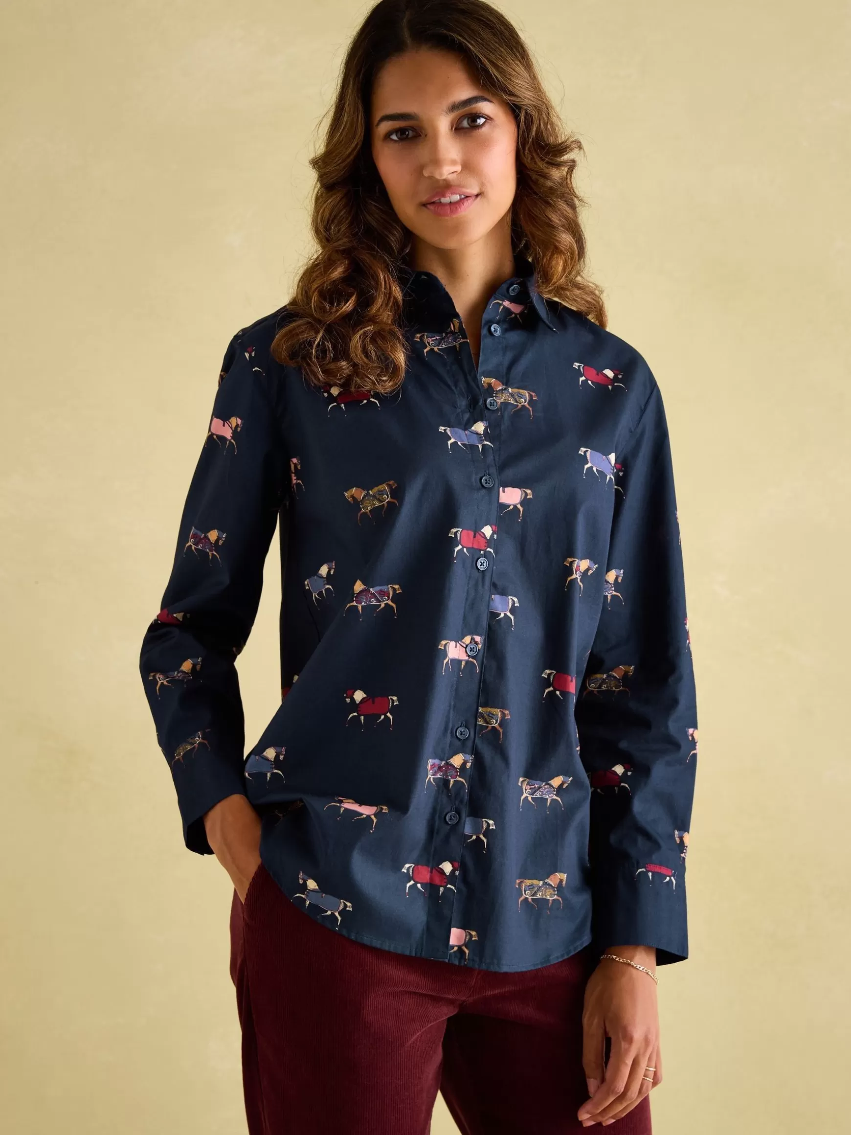Amilla Navy Blue Cotton Shirt^Joules Flash Sale