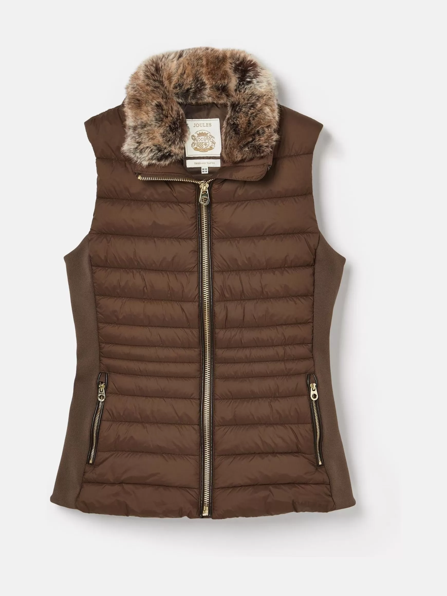 Beckley Padded Showerproof Gilet With Detachable Faux Fur Collar^Joules Cheap