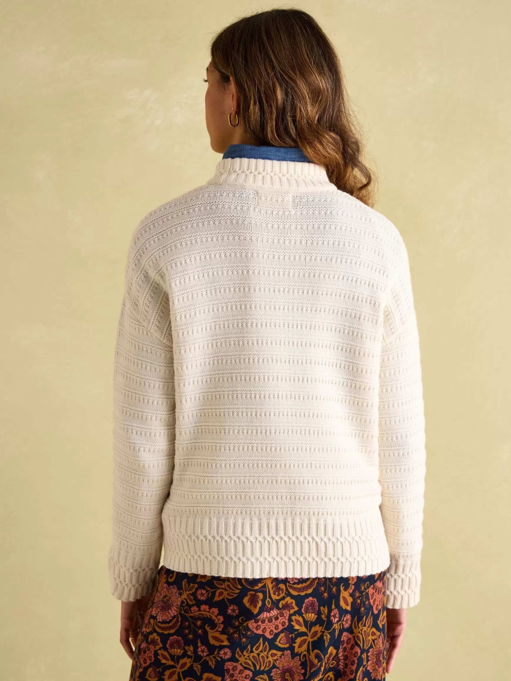 Bernie Crew Neck Textured Jumper Contains Merino Wool^Joules Best