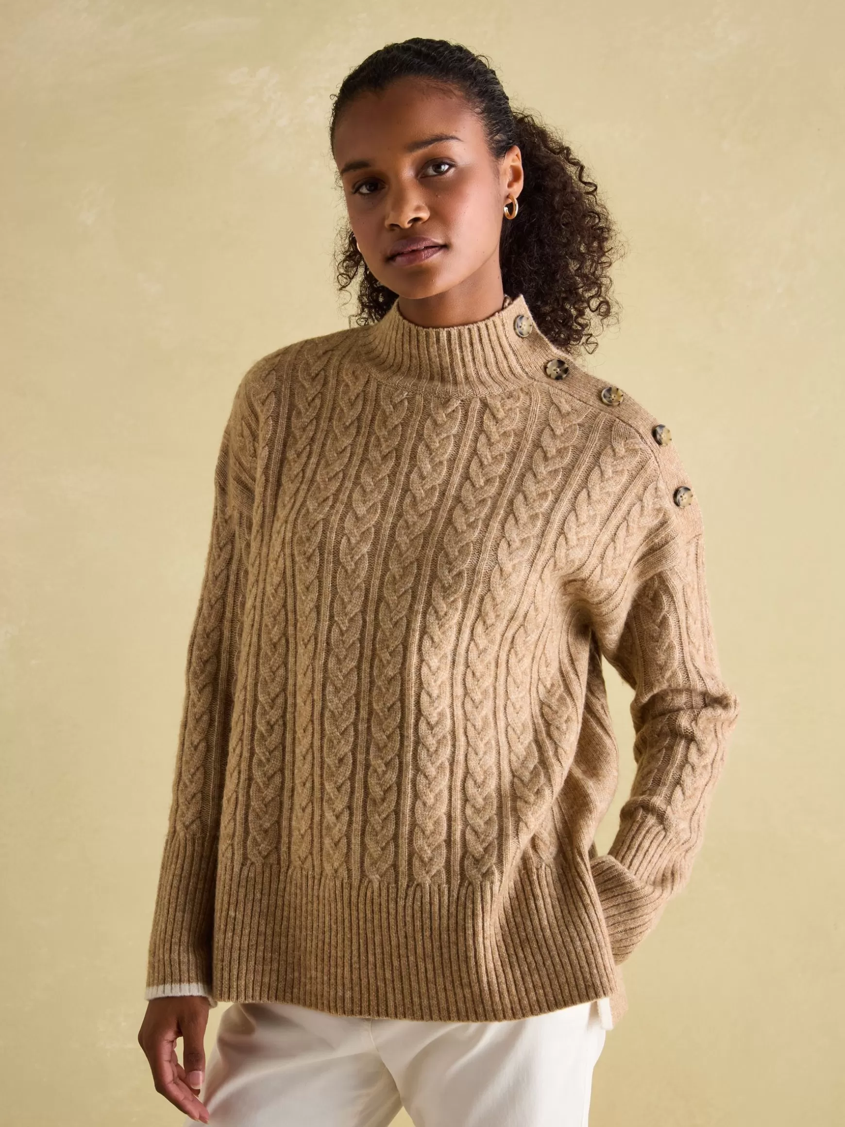 Betsy Button Shoulder Cable Jumper^Joules Cheap