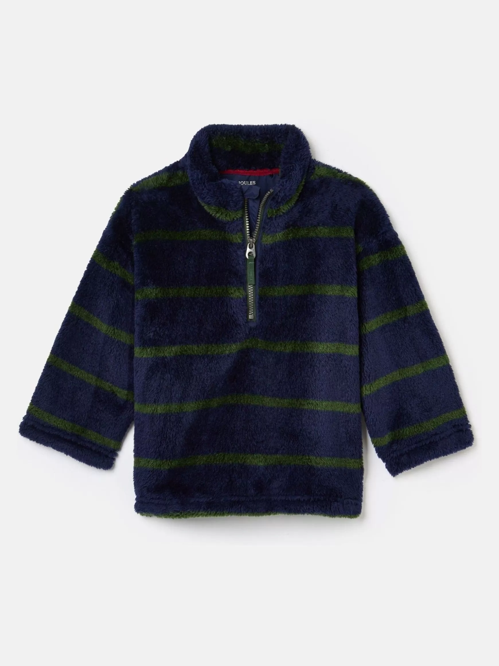 Boys' Woozle Navy & Green Stripe Half Zip Borg Fleece^Joules Hot