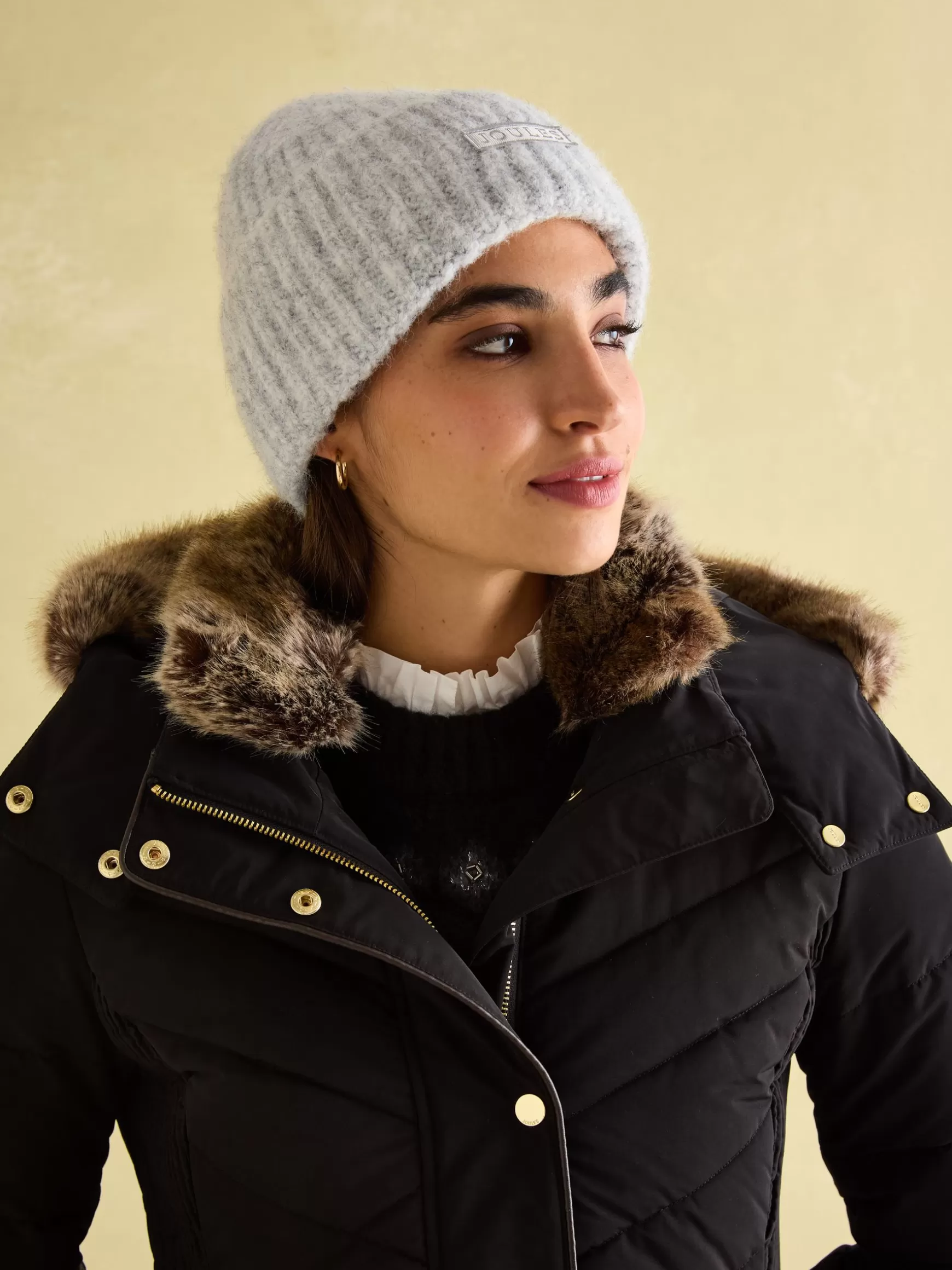 Cherington Showerproof Longline Padded Coat with Faux Fur Hood^Joules Discount