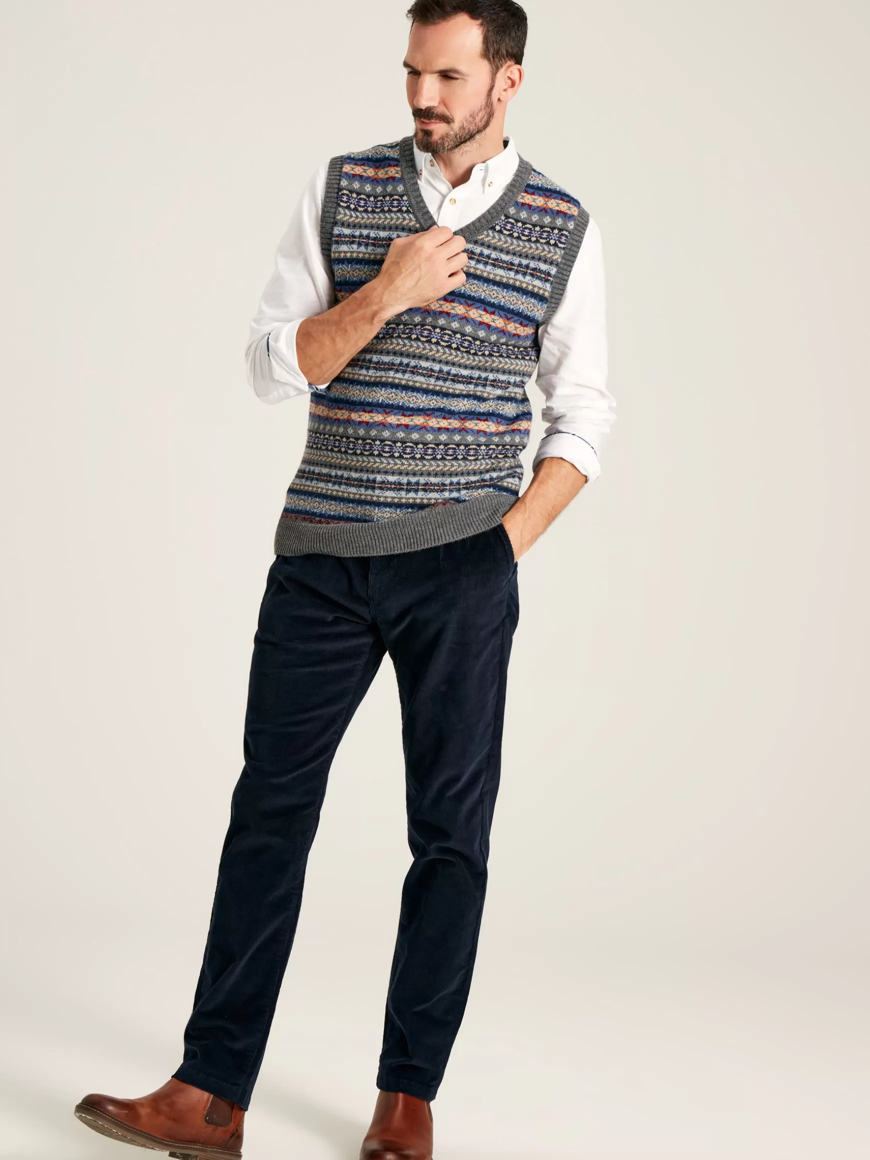 Cord Navy Blue Straight Leg Corduroy Trousers^Joules Best