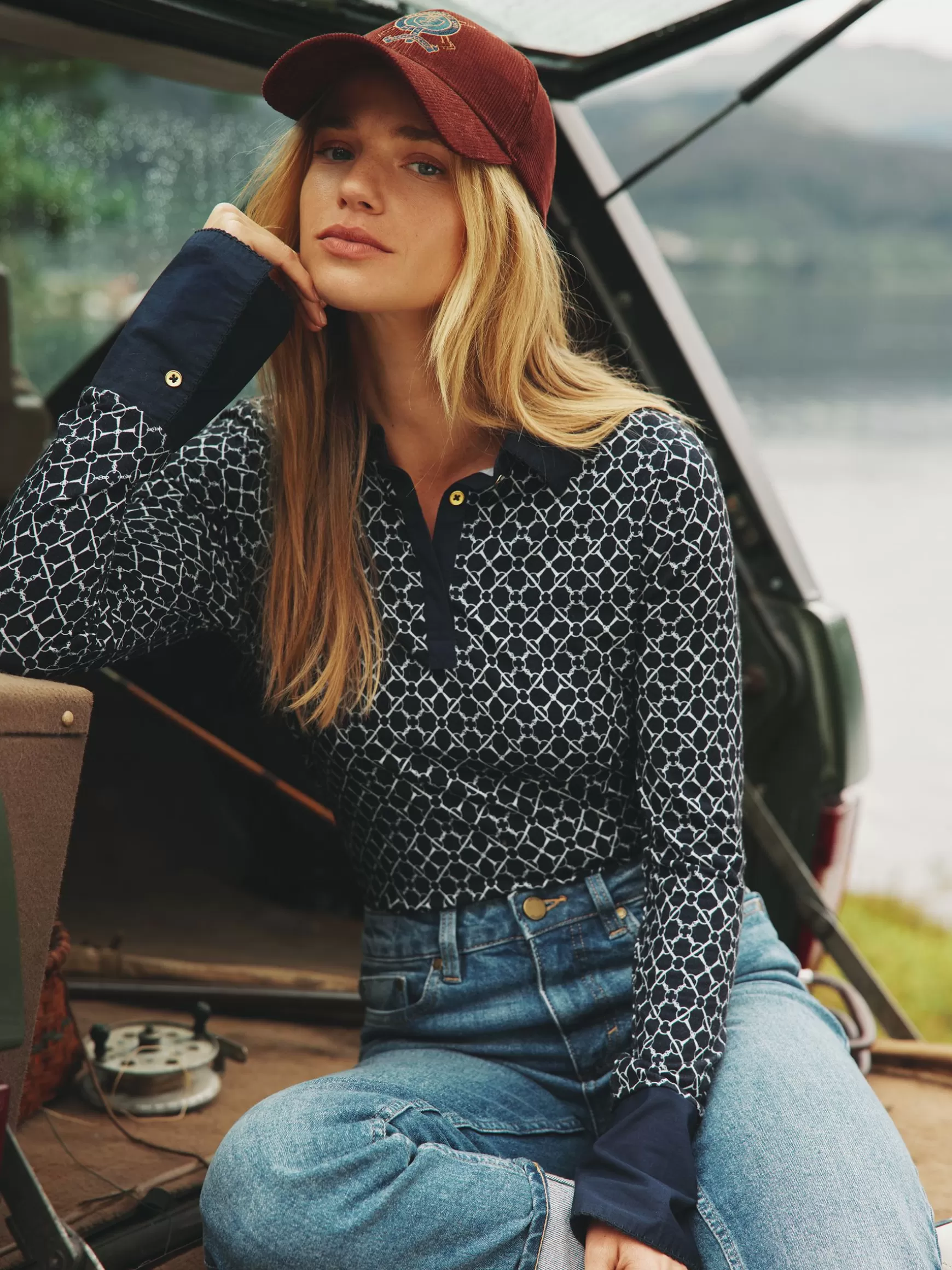 Cordelia Navy geo Long Sleeve Top^Joules Outlet