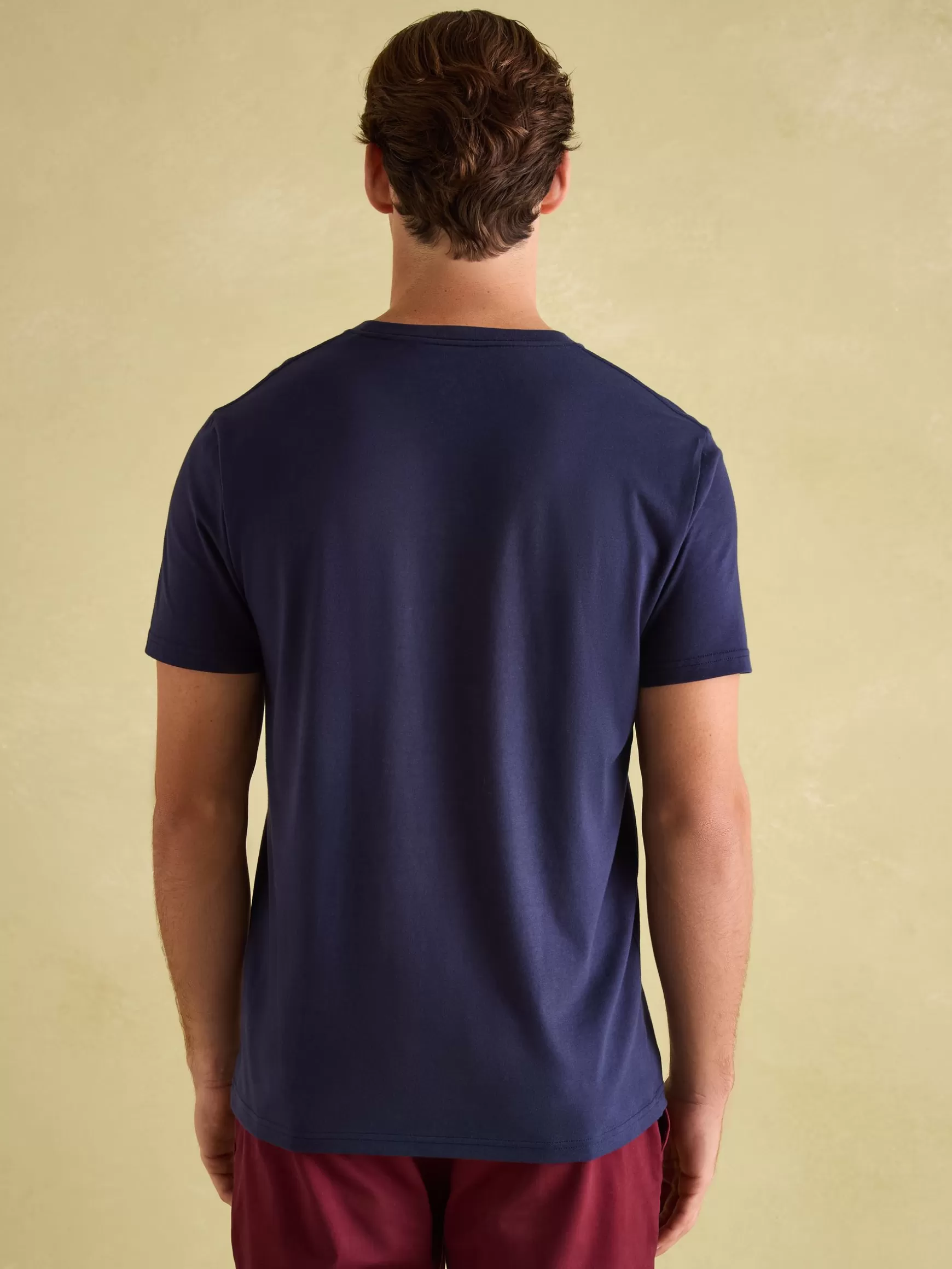 Denton Navy Blue Lightweight Jersey 100% Cotton Crew Neck T-Shirt^Joules Sale