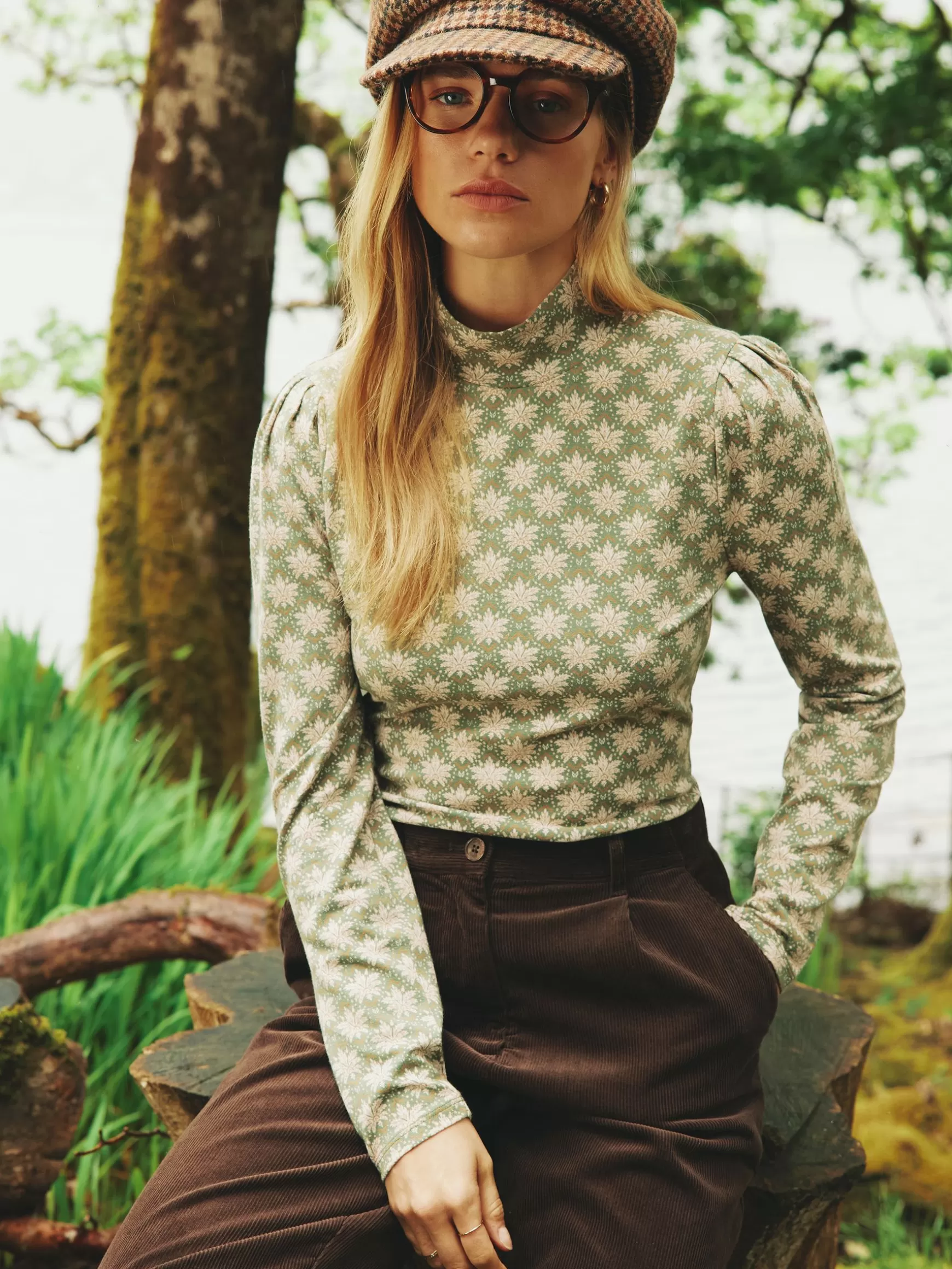 Elizabeth Green Floral High Neck Jersey Top^Joules Cheap