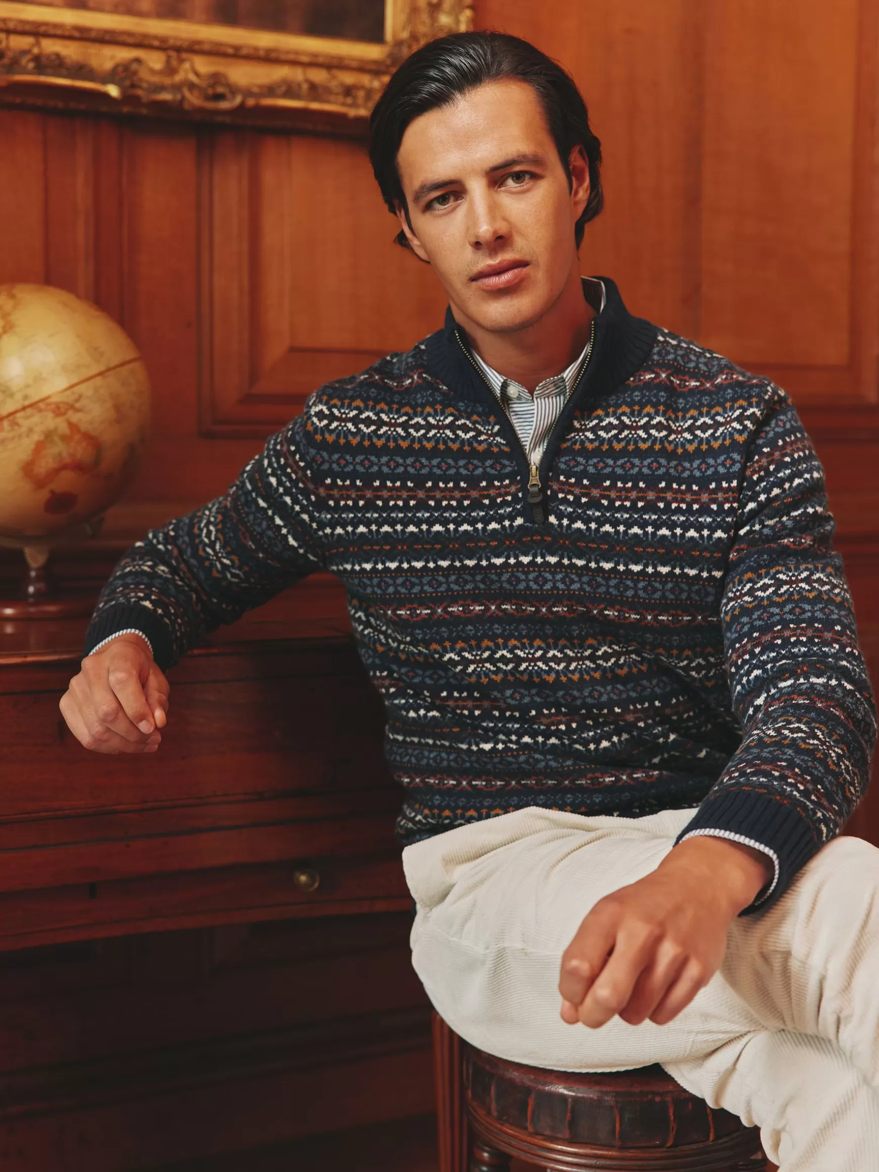 Fair Isle Quarter Zip Knit Jumper Contains Merino Wool^Joules Best Sale