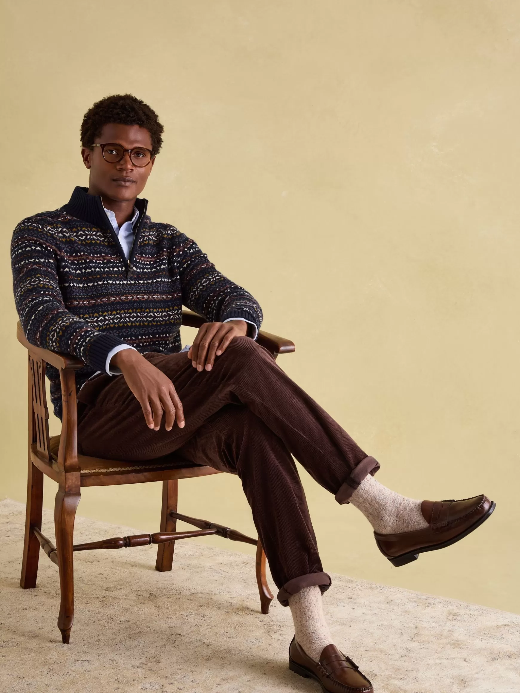 Fair Isle Quarter Zip Knit Jumper Contains Merino Wool^Joules Best Sale