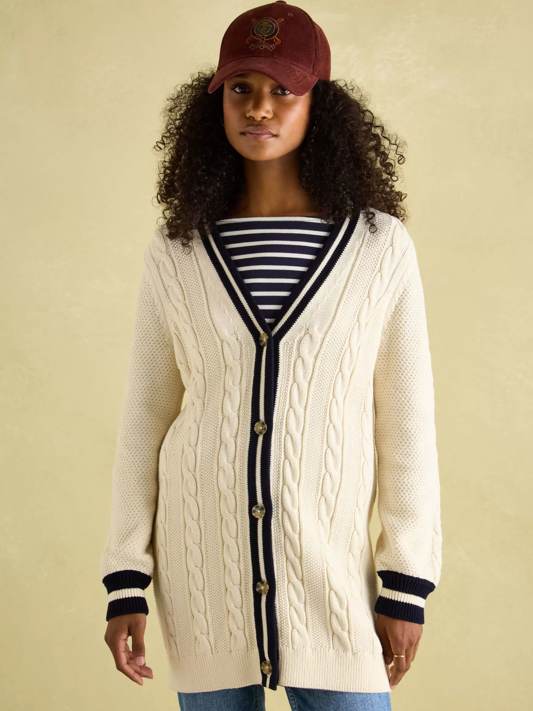Game Point Button Through Longline Cable Knit Cardigan^Joules Flash Sale