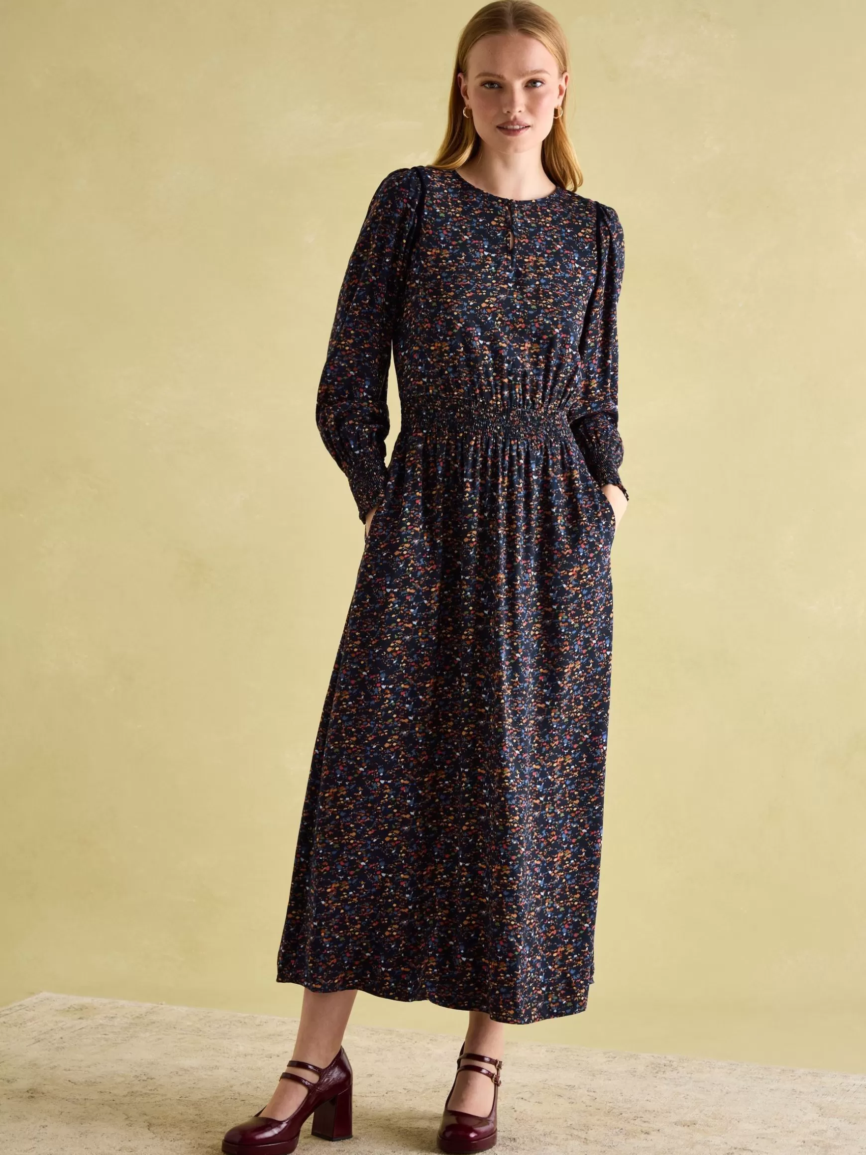 Georgina Navy Multi Elasticated Waist Maxi Dress^Joules Sale