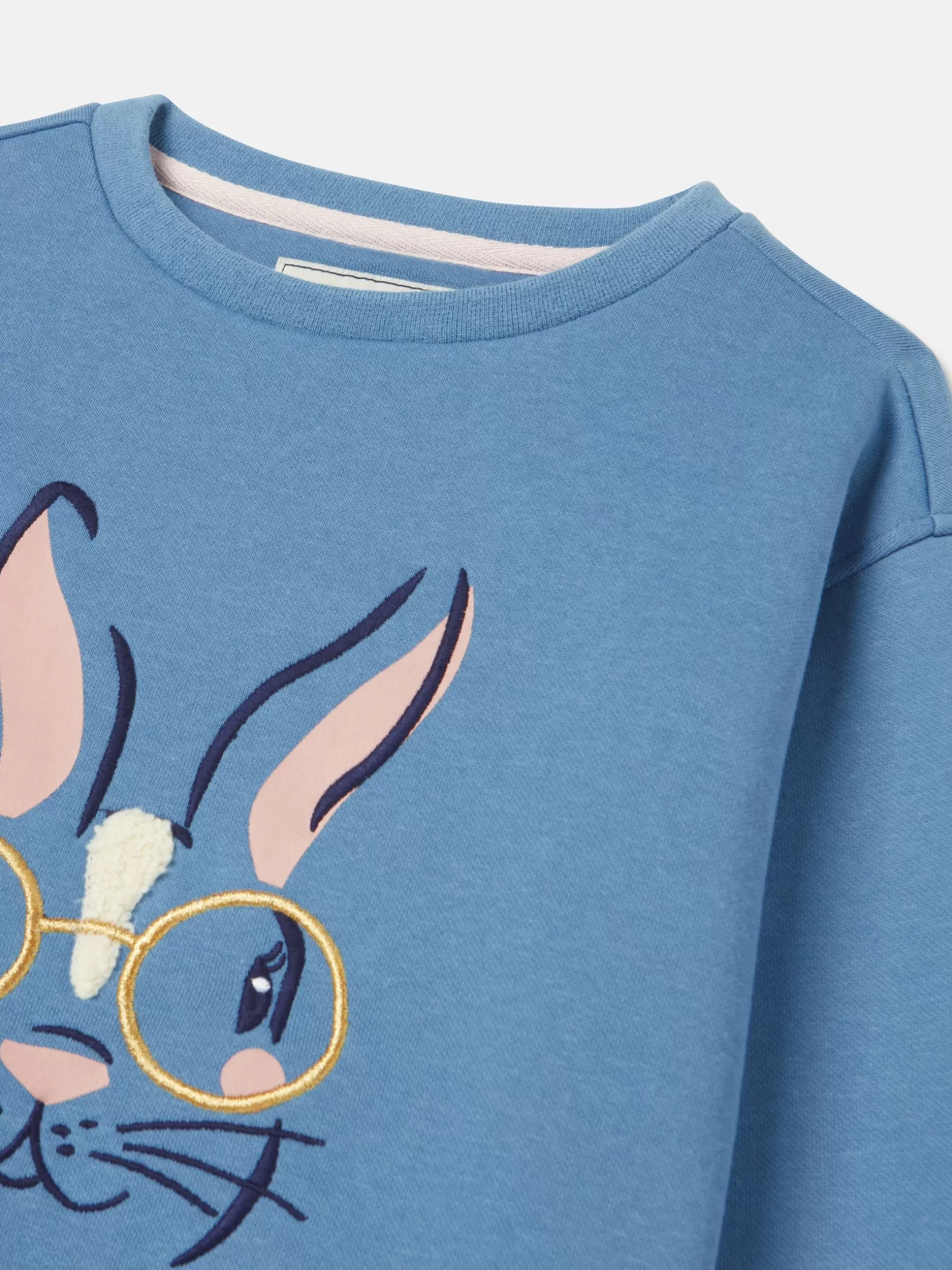 Girls' Mackenzie Blue Rabbit Embroidered Artwork Crew Neck Sweatshirt^Joules Best Sale