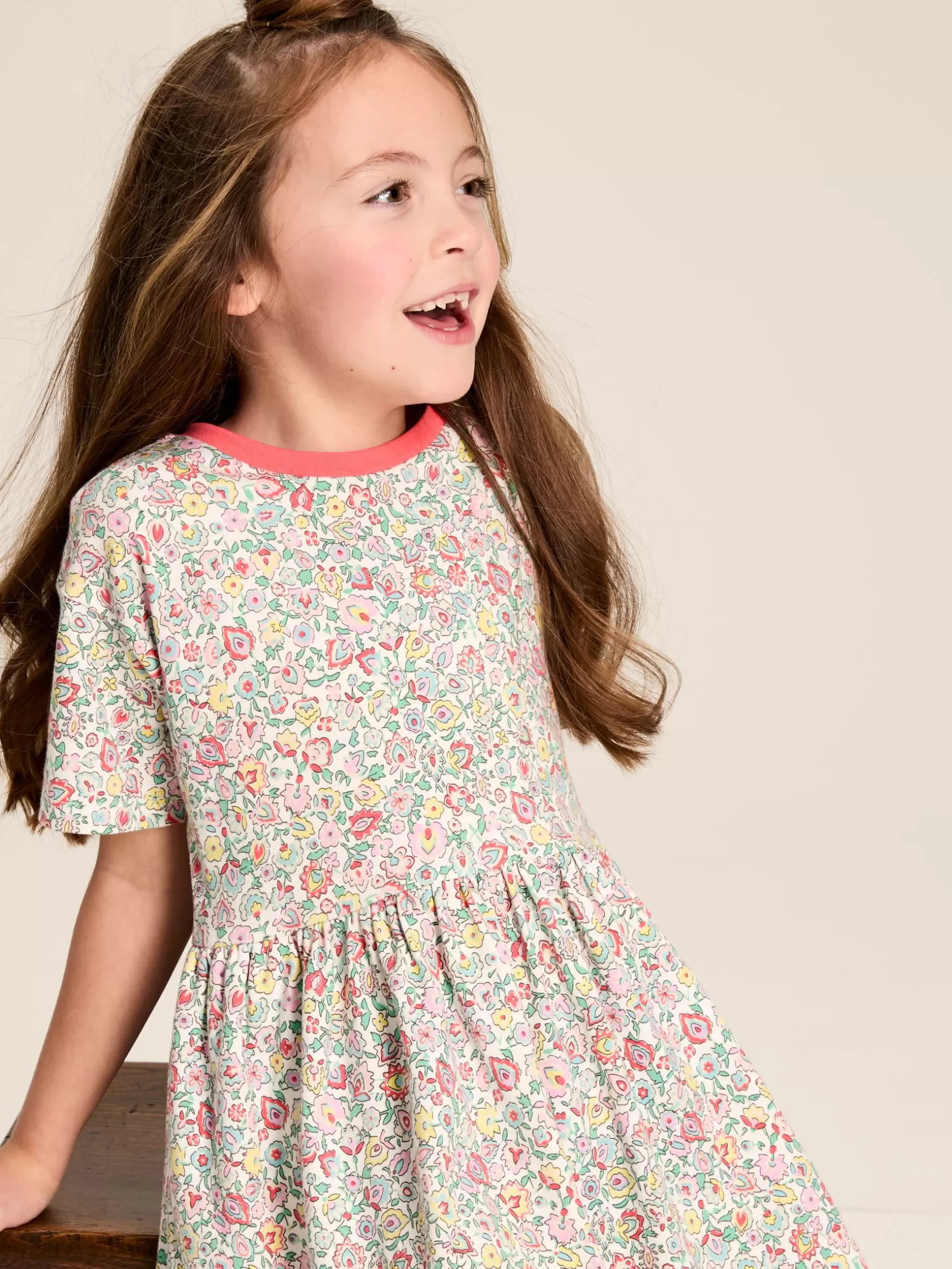 Girls' Skye Multi Print Jersey T-Shirt Dress^Joules New