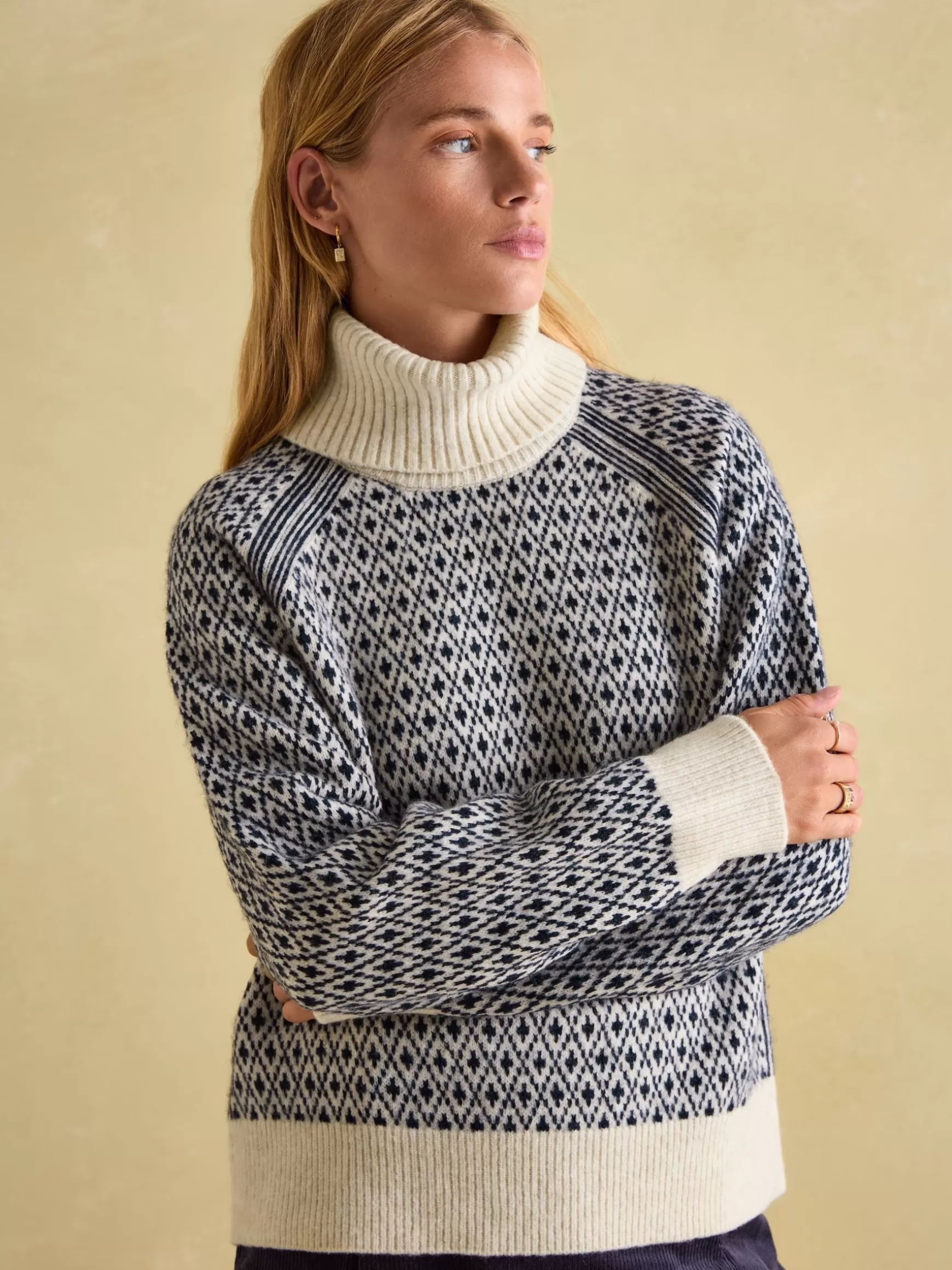 Ingrid Patterned Jumper with Detachable Roll Neck^Joules Outlet