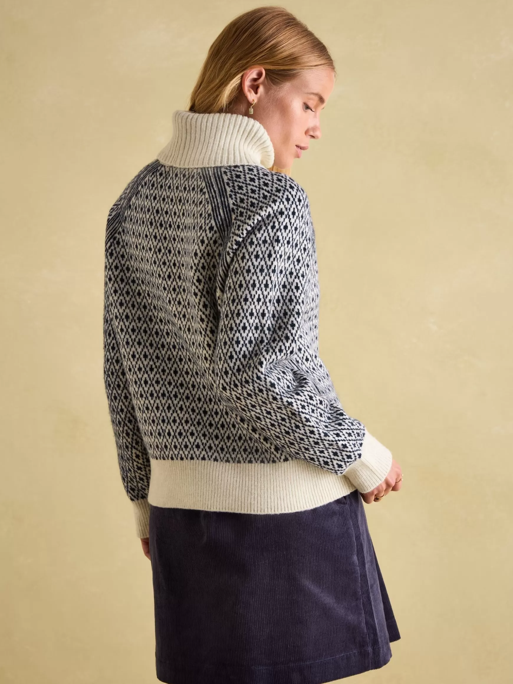 Ingrid Patterned Jumper with Detachable Roll Neck^Joules Outlet