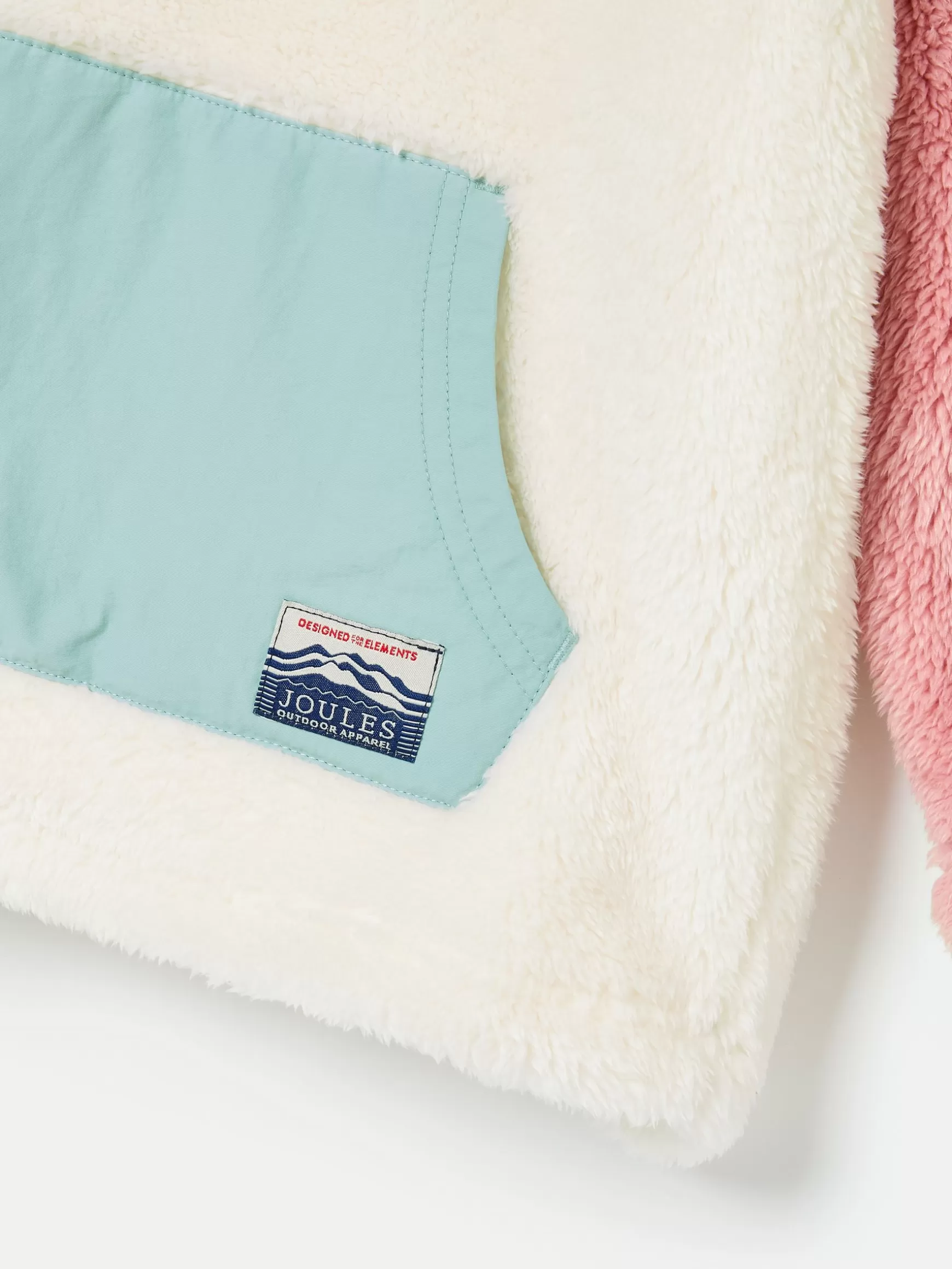 Kids' Always Cosy Cream Colourblock Quarter Zip Borg Fleece^Joules Fashion