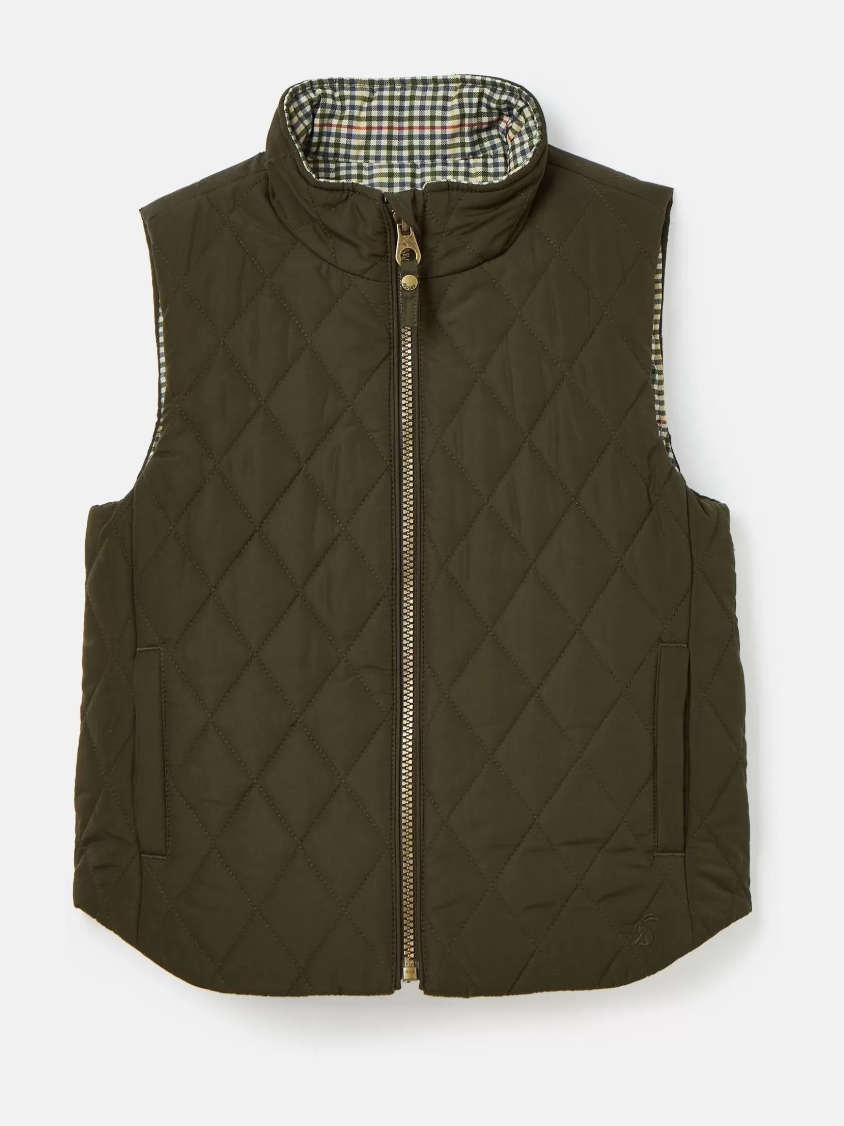 Kids' Atwell Khaki Green Showerproof Reversible Gilet^Joules Hot