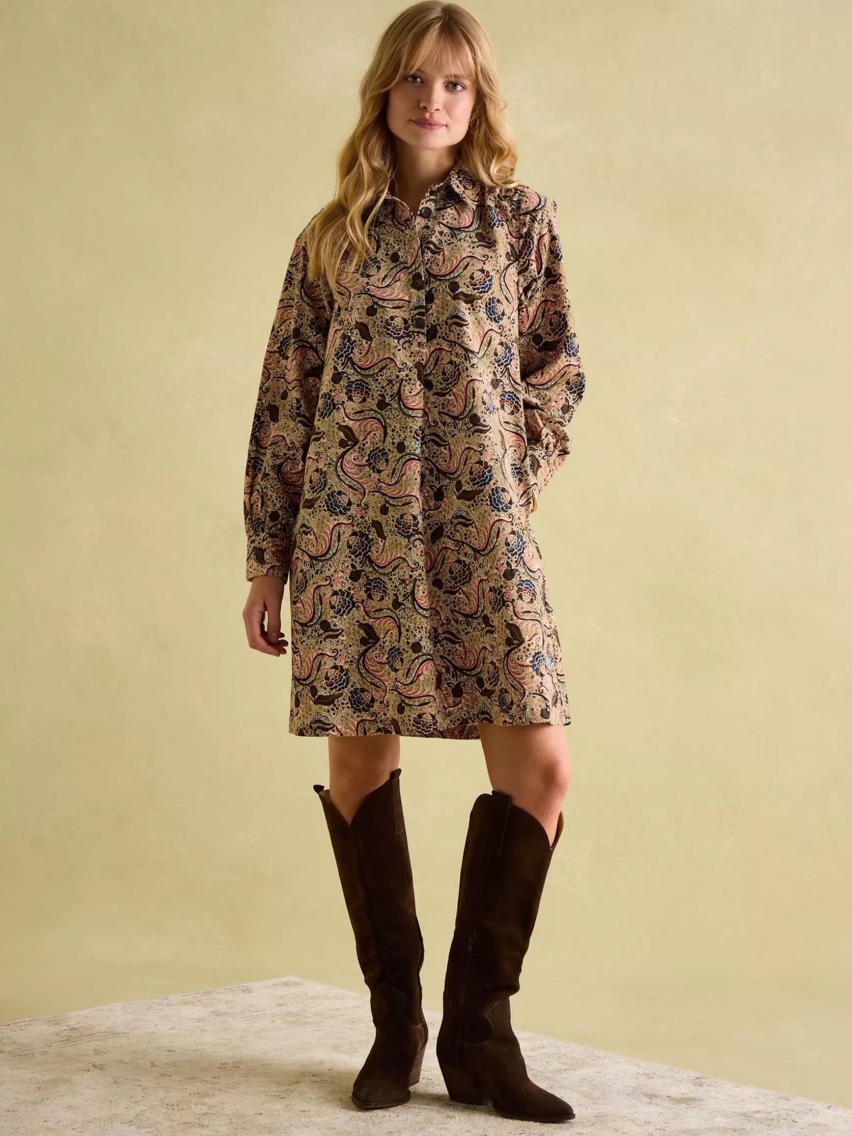 Maple Floral Paisley Corduroy Shirt Dress^Joules Cheap