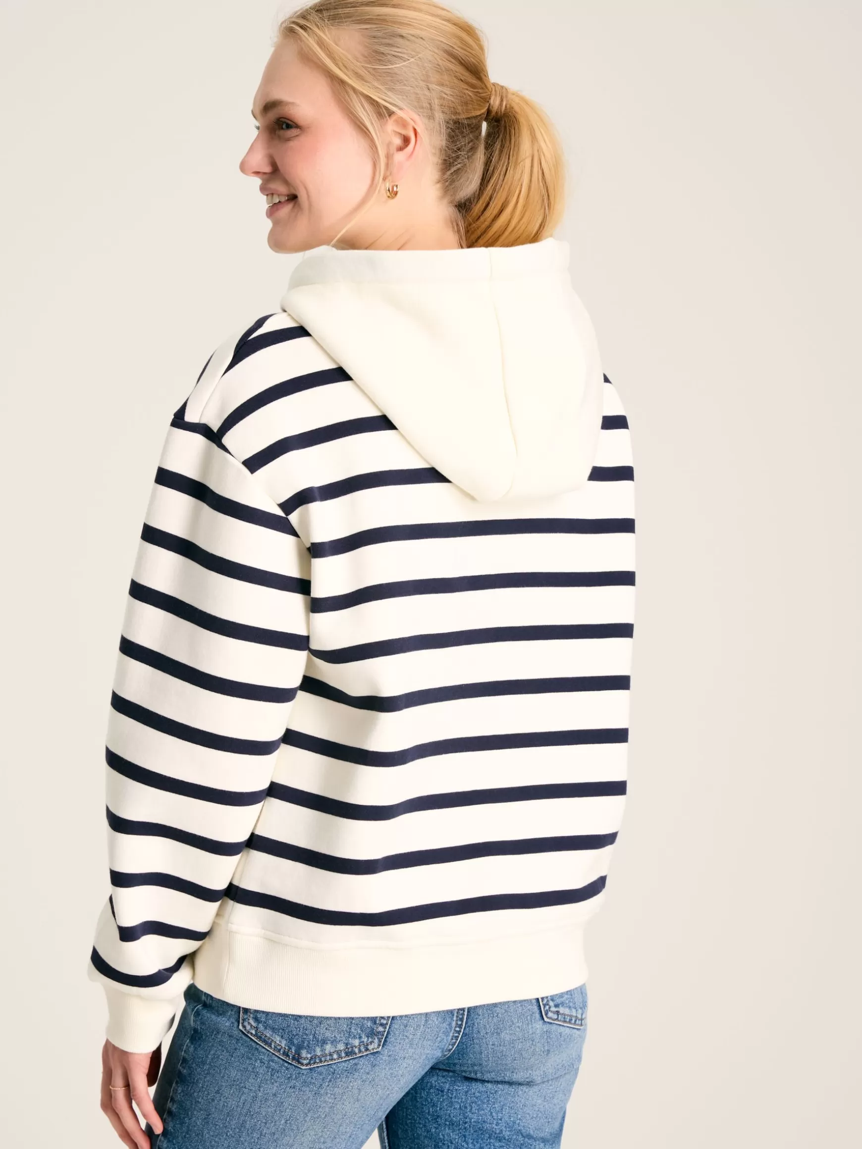 Milbourne Navy & White Striped Embroidered Hoodie^Joules Discount