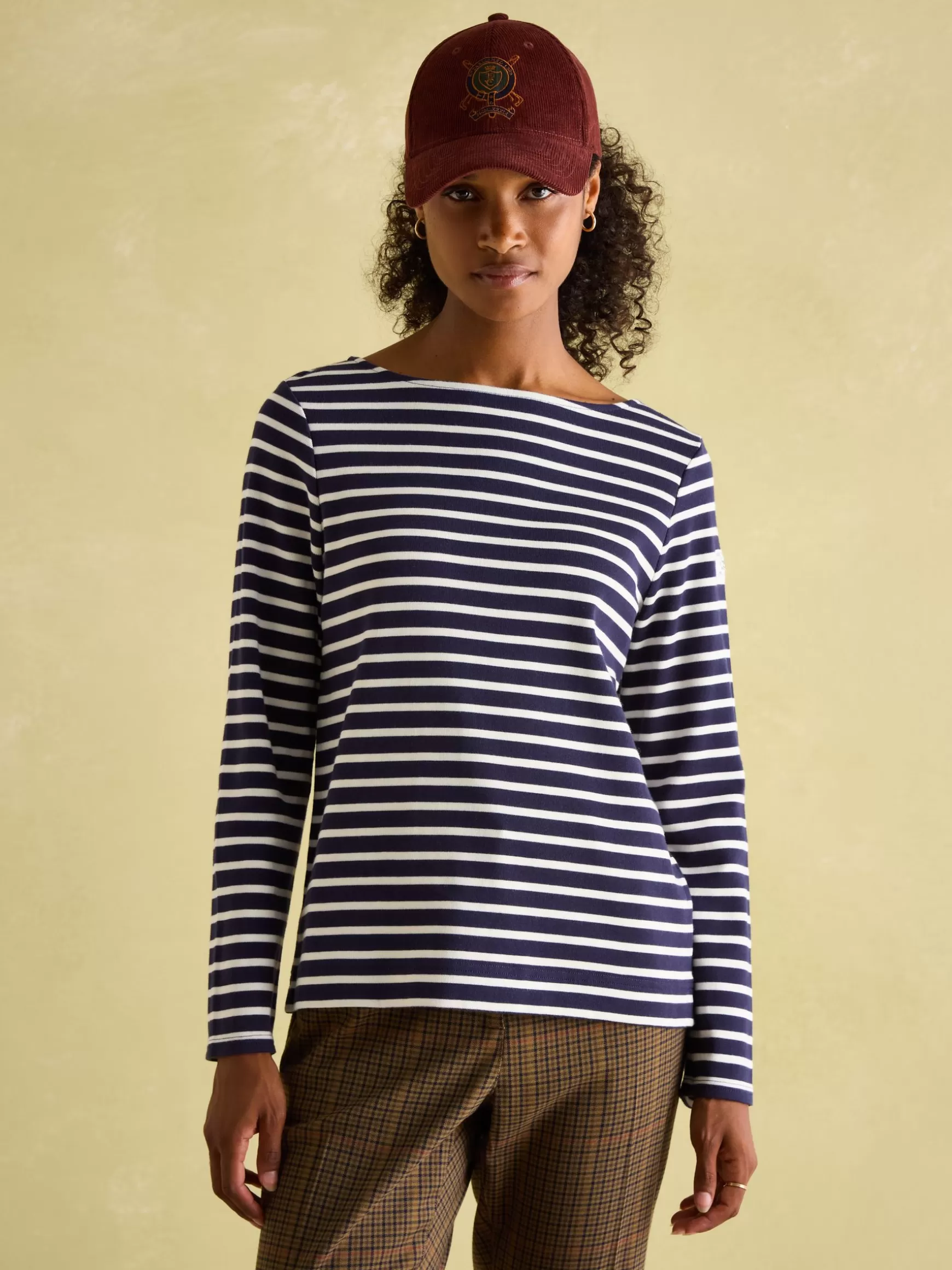 New Harbour Navy & White Striped Boat Neck Breton Top^Joules Discount