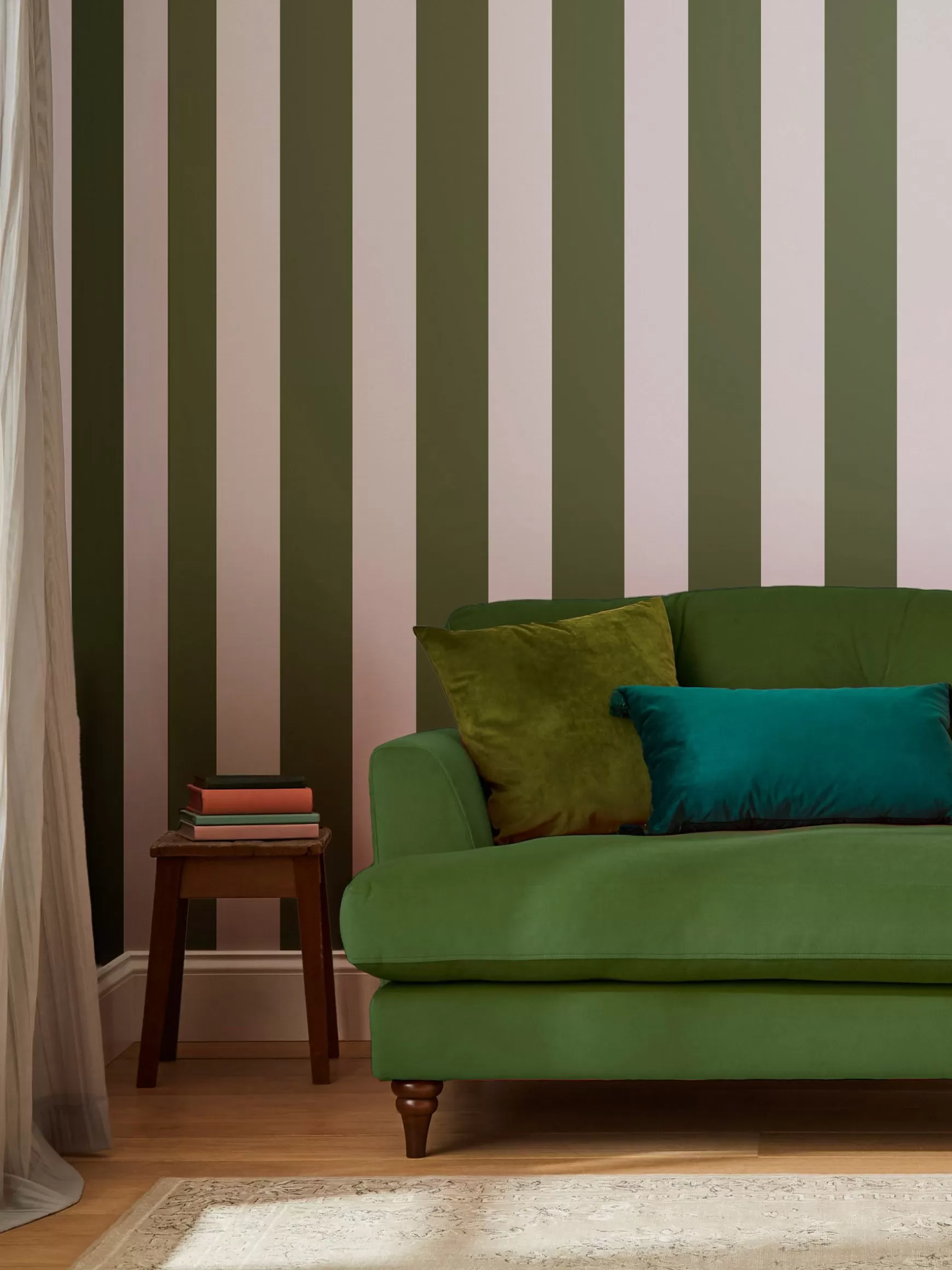 Olive Green Harborough Stripe 10M Wallpaper^Joules Best Sale