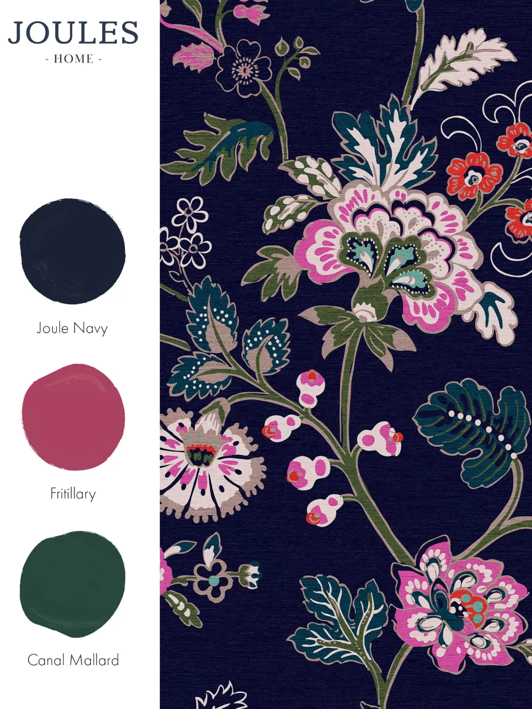 Royal Navy Vine Cottage Floral 10M Wallpaper^Joules Flash Sale